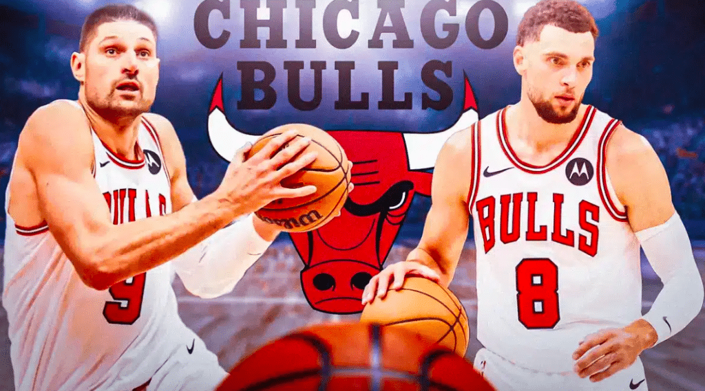 Nikola Vucevic and Zach Lavine of the Chicago Bulls 2024